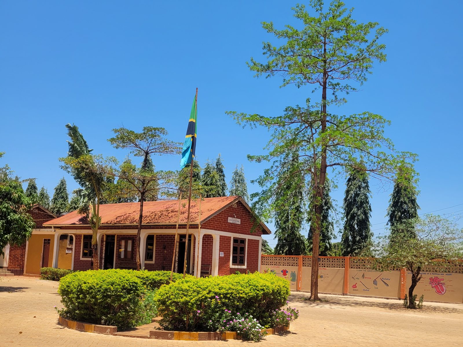 The Bensal administration block with the Tanzanian flag
